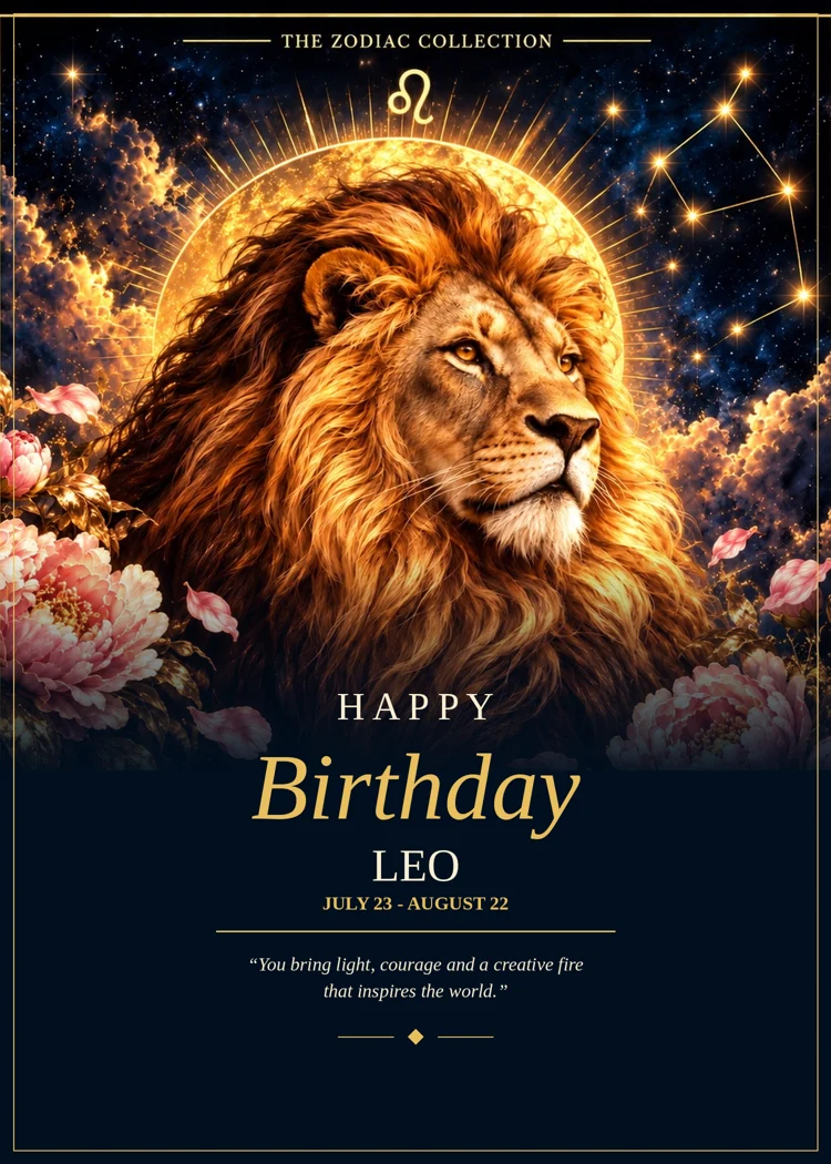 Leo Happy Birthday card front